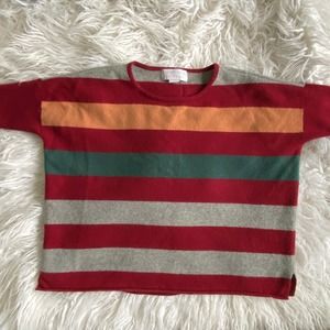 Design History Pure Cashmere Striped Crew Neck Boxy Sweater, Size S
